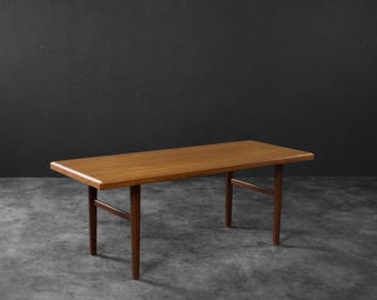 Vintage Mid-Century Danish Modern Long Brown Teak Coffee Table, 1960s