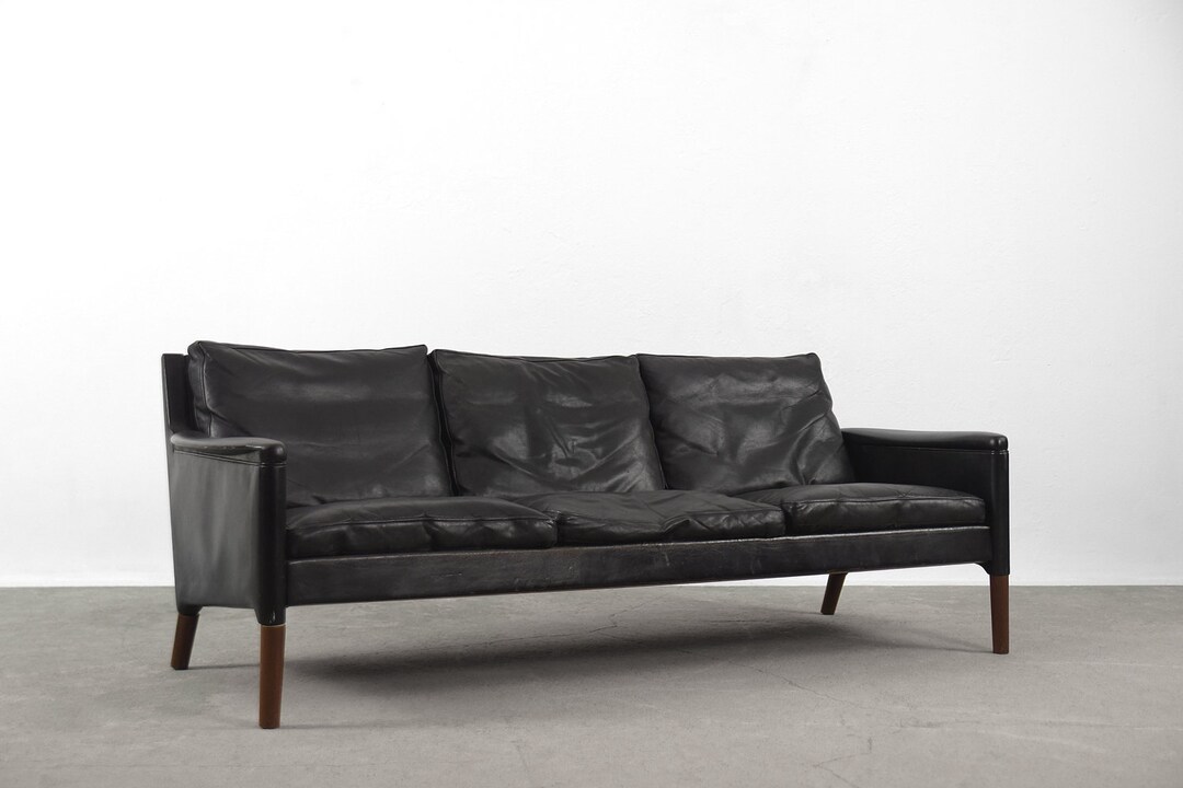 Black mid 2024 century sofa