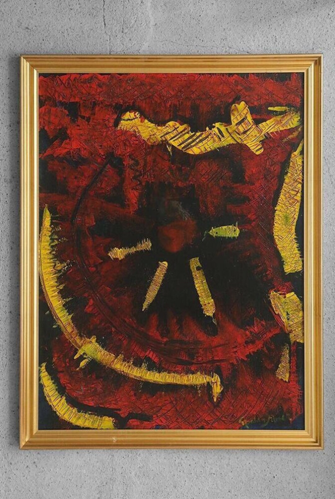 ロアルド・ディトマー、抽象構成、キャンバスに油彩画、1999年、額入り