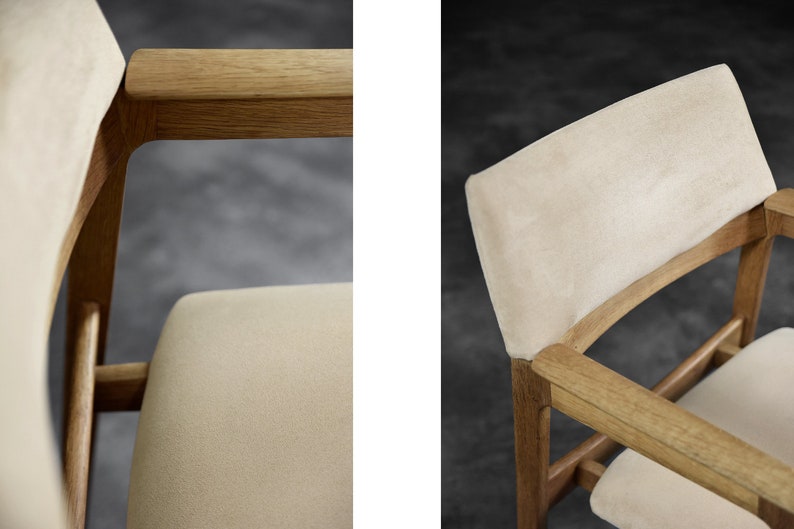 Vintage Mid-Century Scandinavian Modern Oak Executive Chair in Alcantara Fabric, 1960s image 6