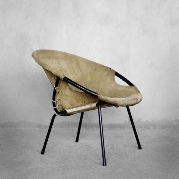 Vintage Mid-Century Modern Suede Balloon Chair - Lusch Erzeugnis, 1960s