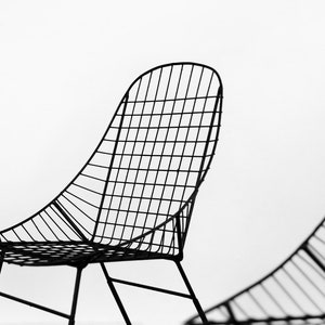 Original Vintage Scandinavian Mid-Century Modern Minimalist Black Wire Prototype Chair, 1960s, Set of 5 image 8