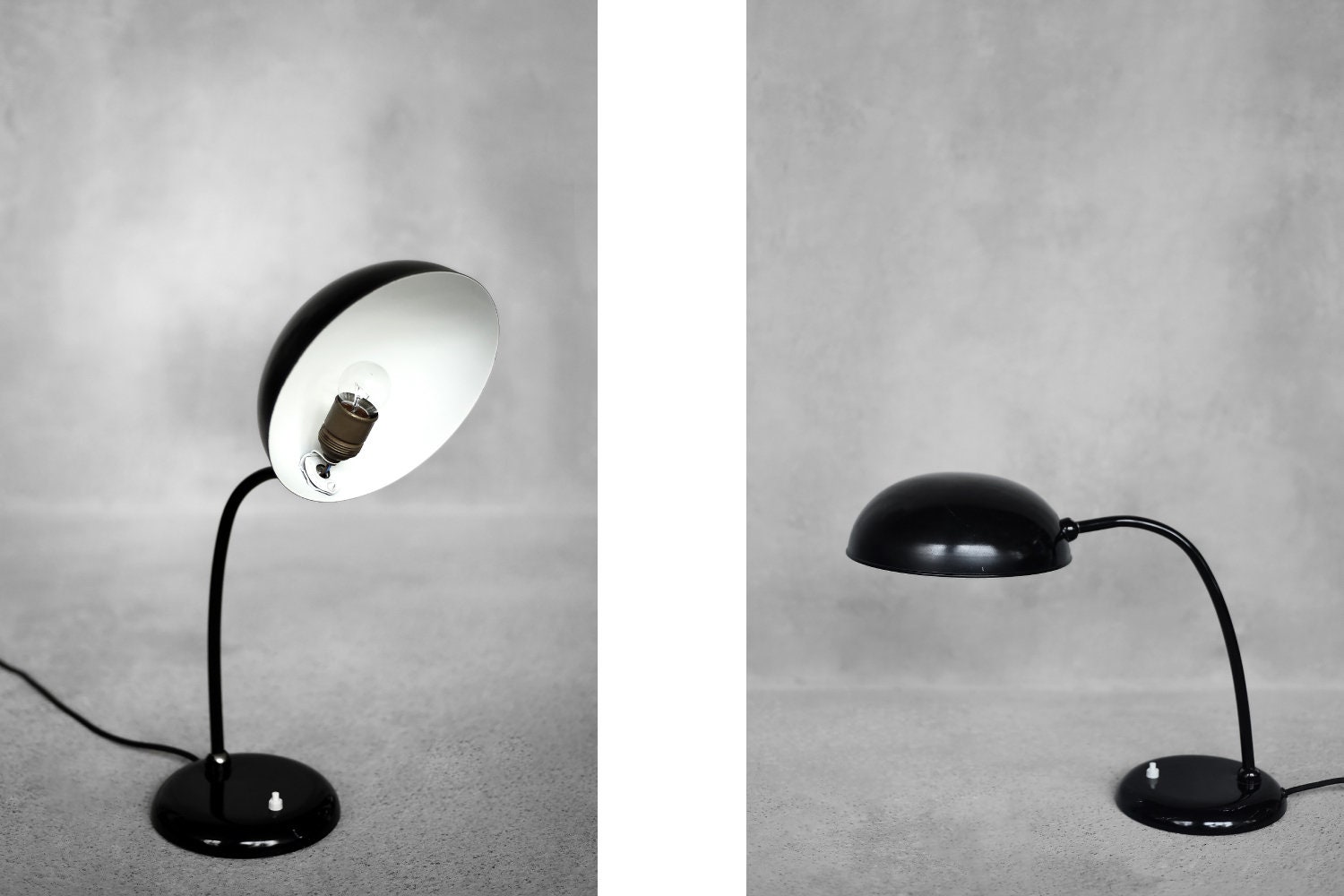Vintage Bauhaus German Minimalist Black Metal Desk Lamp From 