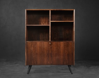 Vintage Mid-Century Danish Modern Rosewood Bookcase with Bar by Erik Brouer for Brouer Møbelfabrik, 1960s