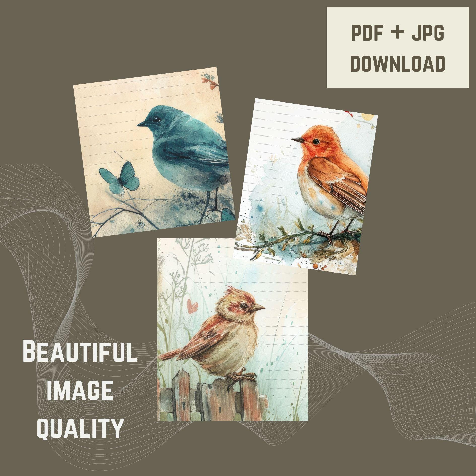 Printable Lined Letter Paper With Birds - Etsy