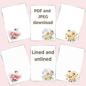 Papel de carta para imprimir com lindas abelhas e flores