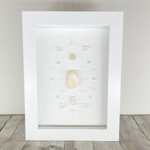 Healing Energy Crystal Grid, Framed Crystal Wall Art, Handmade Crystal artwork