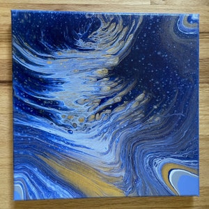 Navy Pour Painting - Fluid Art