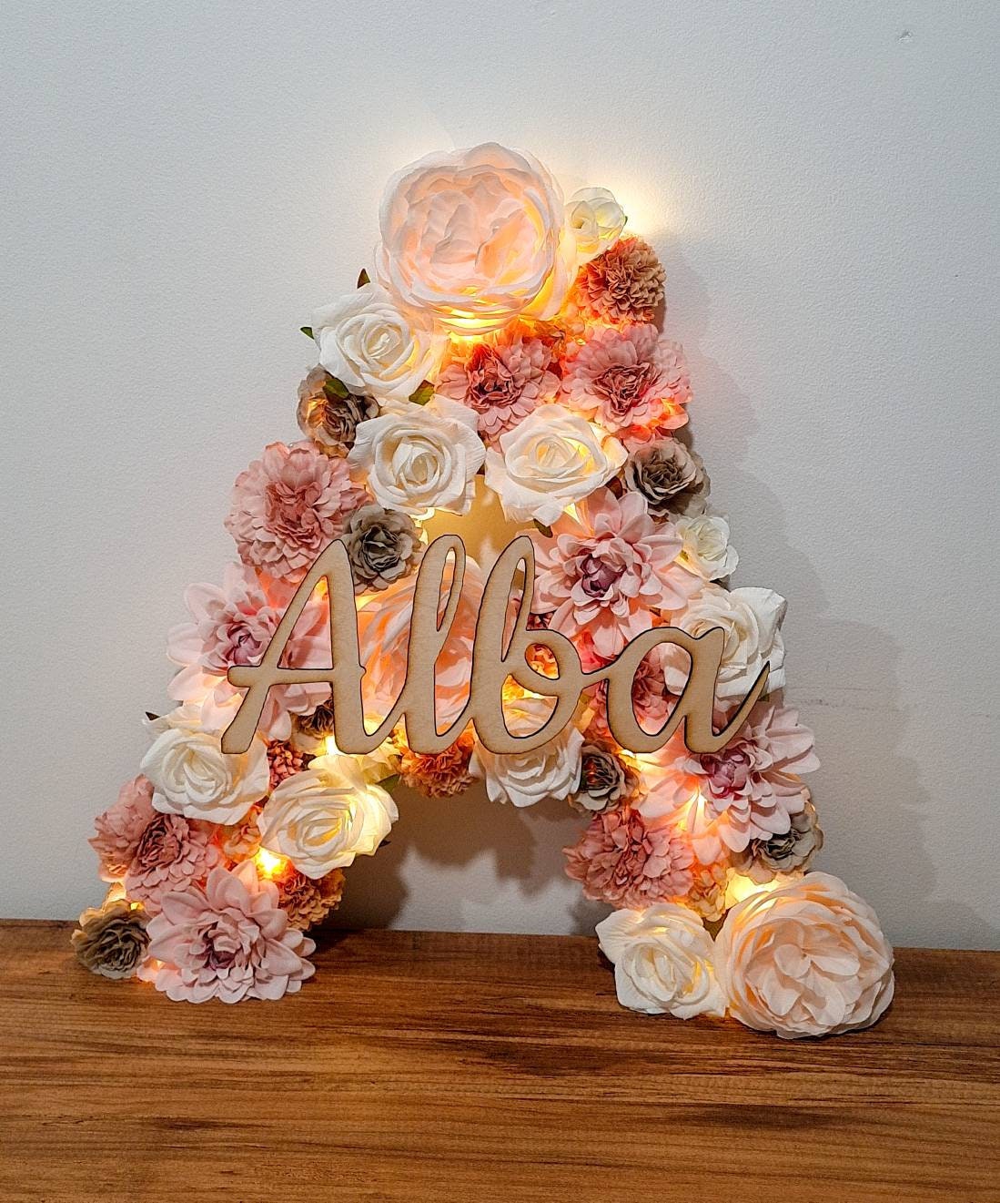 Lettre Fleurie 40 cm Veilleuse