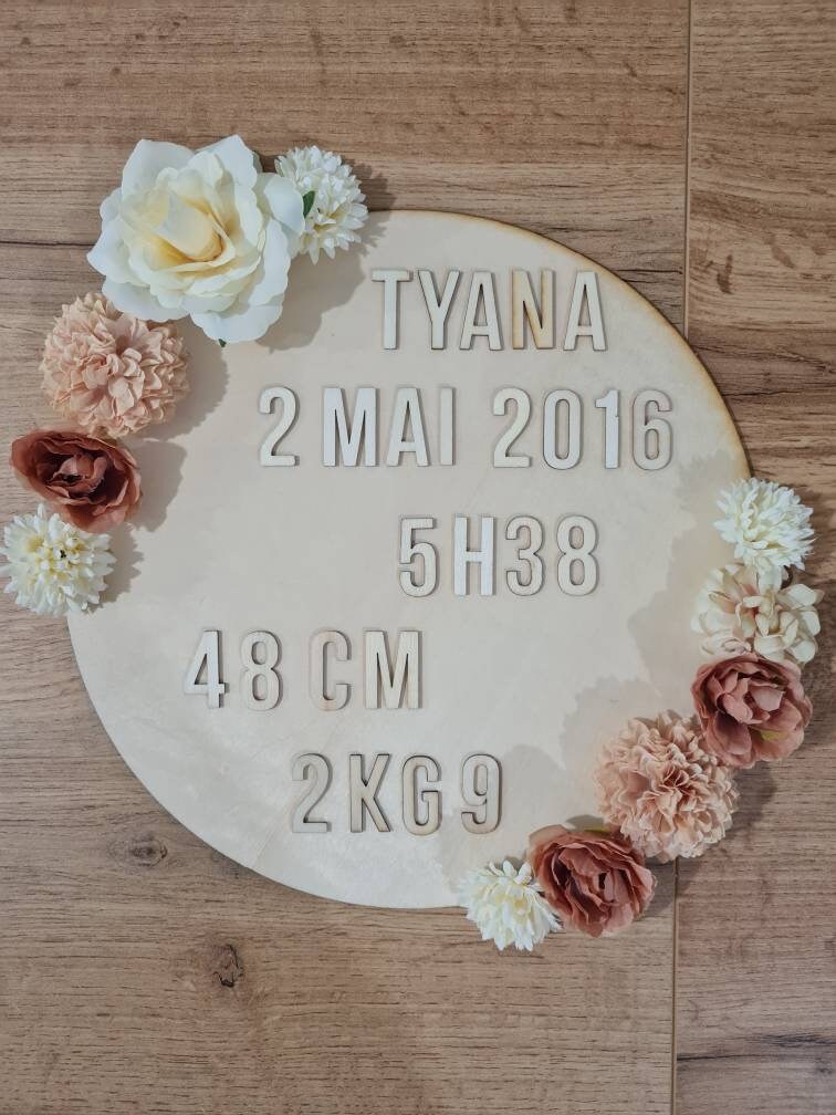 Plaque Naissance Fleurie