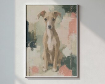 Abstracte print van een Italiaanse windhond | Boho hondenkunst (digitale download)