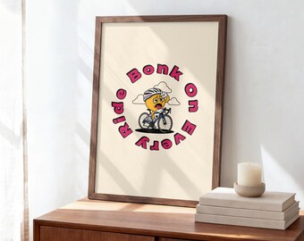 Grappige fietsposter | Retro fietskunstprint (digitale download)