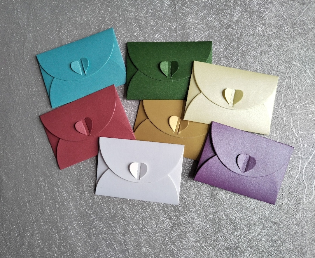 Mini Heart Closure Envelopes - Hand Made - Pearlescent - Etsy UK