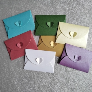 Mini Heart Closure Envelopes  - Hand Made - Pearlescent