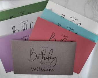 Personalised "Happy Birthday To You" Money Ticket Voucher Envelope - Handmade - Check Size - Re sealable