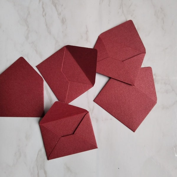 20 Mini Red Pearl Envelopes - Perfect for journals, tooth fairy, scrapbooks, cards, seeds, beads & crafting