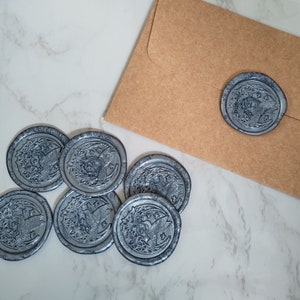 Hummingbird Moon - Letter Wax Seals - Self Adhesive - Silver Blue