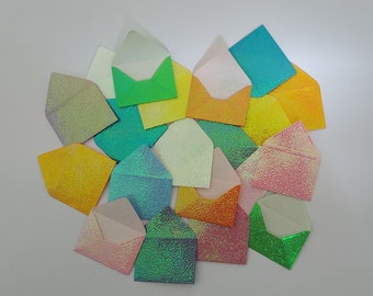 20 Mini Origami Envelopes - Shiny Opal Textured