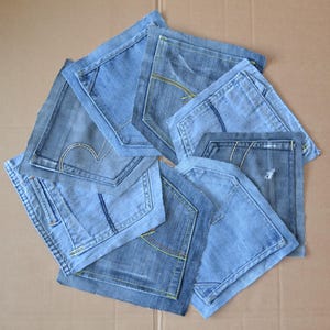 Denim pockets 8 pcs, pockets of various jeans, denim pockets for handmade, Recycled denim pockets