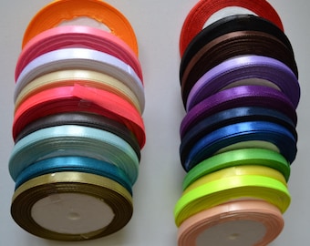 Set of 20 Spools of 6mm Satin Ribbon, 6mm Satin Ribbon Set - 20 Spools (1 Spool - 25 Yards)