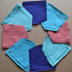 Denim pockets 8 pcs, pockets of various jeans, denim pockets for handmade, Recycled denim pockets