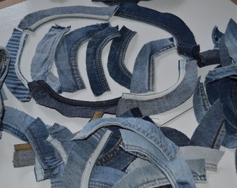 Gerecycleerde jeansnaden, hergebruikte denim, Crafting Supply, Denim naad, Denim DIY, Slow Stitching Kit