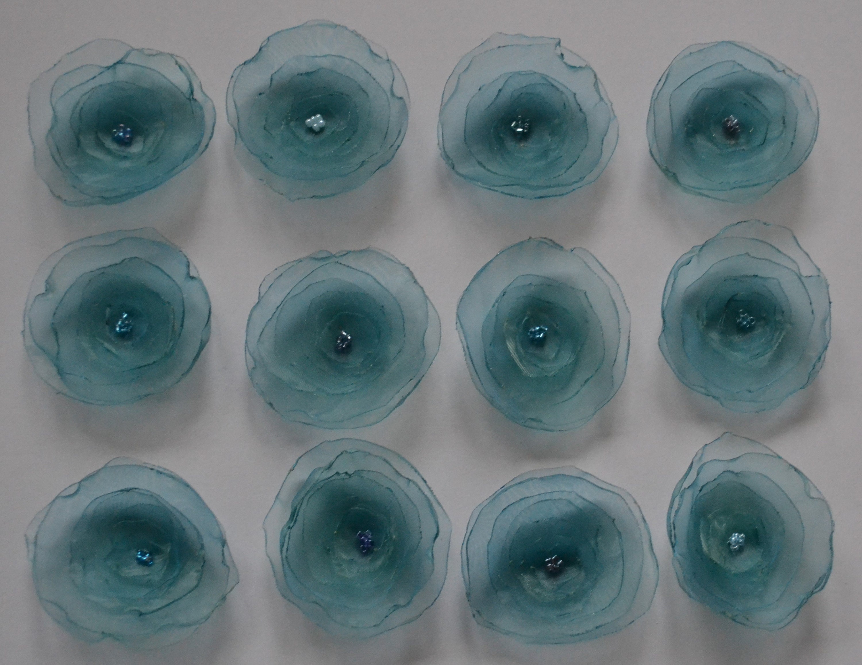 Organza Fabric Shade Flower Thread Work