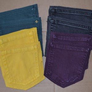 Denim pockets 8 pcs, pockets of various jeans, denim pockets for handmade, Recycled denim pockets
