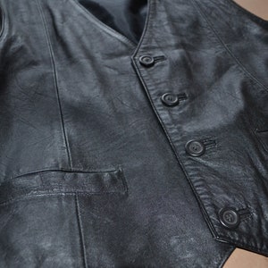 Vintage men's leather vest, black leather vest, steampunk style vest, punk style vest, rock style vest, street style vest image 6