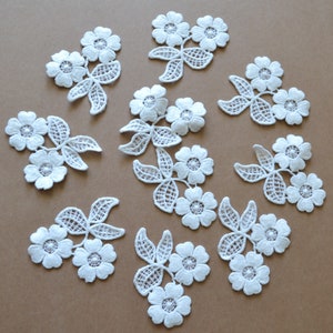 20 lace flowers, Guipure Lace, , Rosette in guipure for your creations, bridal 3D applique, wedding dress lace appliqué, Scrapbooking