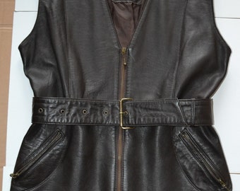 Brown women's leather vest