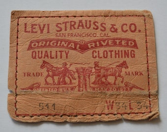 Vintage Levi's labels. Recycled vintage denim label Levi. Recycled denim branded patch.