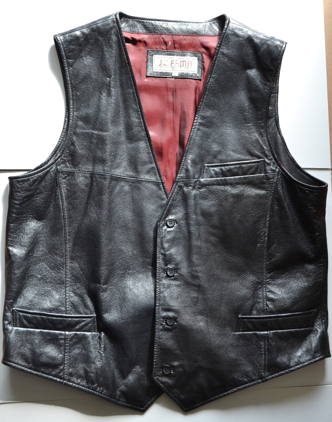 Vintage Men's Leather Vest Jofama Black Leather Vest - Etsy