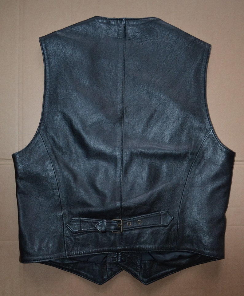 Vintage men's leather vest, black leather vest, steampunk style vest, punk style vest, rock style vest, street style vest image 2