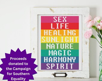 Baker Pride Flag Meanings Cross Stitch Pattern - INSTANT DOWNLOAD