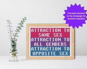 Bi Pride Flag Meaning Cross Stitch Pattern - INSTANT DOWNLOAD