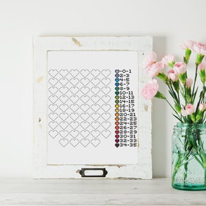 Weekly Temperature Tracker Cross Stitch Pattern, INSTANT DOWNLOAD