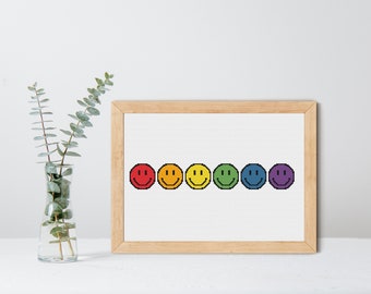 LGBT Smiley Faces Cross Stitch Pattern - INSTANT DOWNLOAD