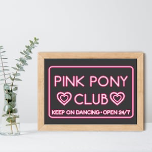 Pink Pony Club Neon Sign | Cross Stitch Pattern | INSTANT DIGITAL DOWNLOAD