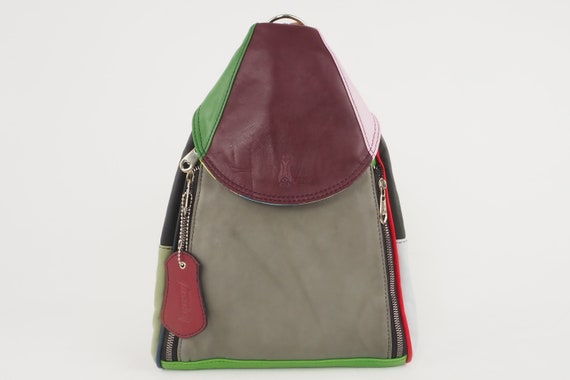Turkish Lamb Leather Backpack: 3-way Patchwork Design - Etsy display picture 3