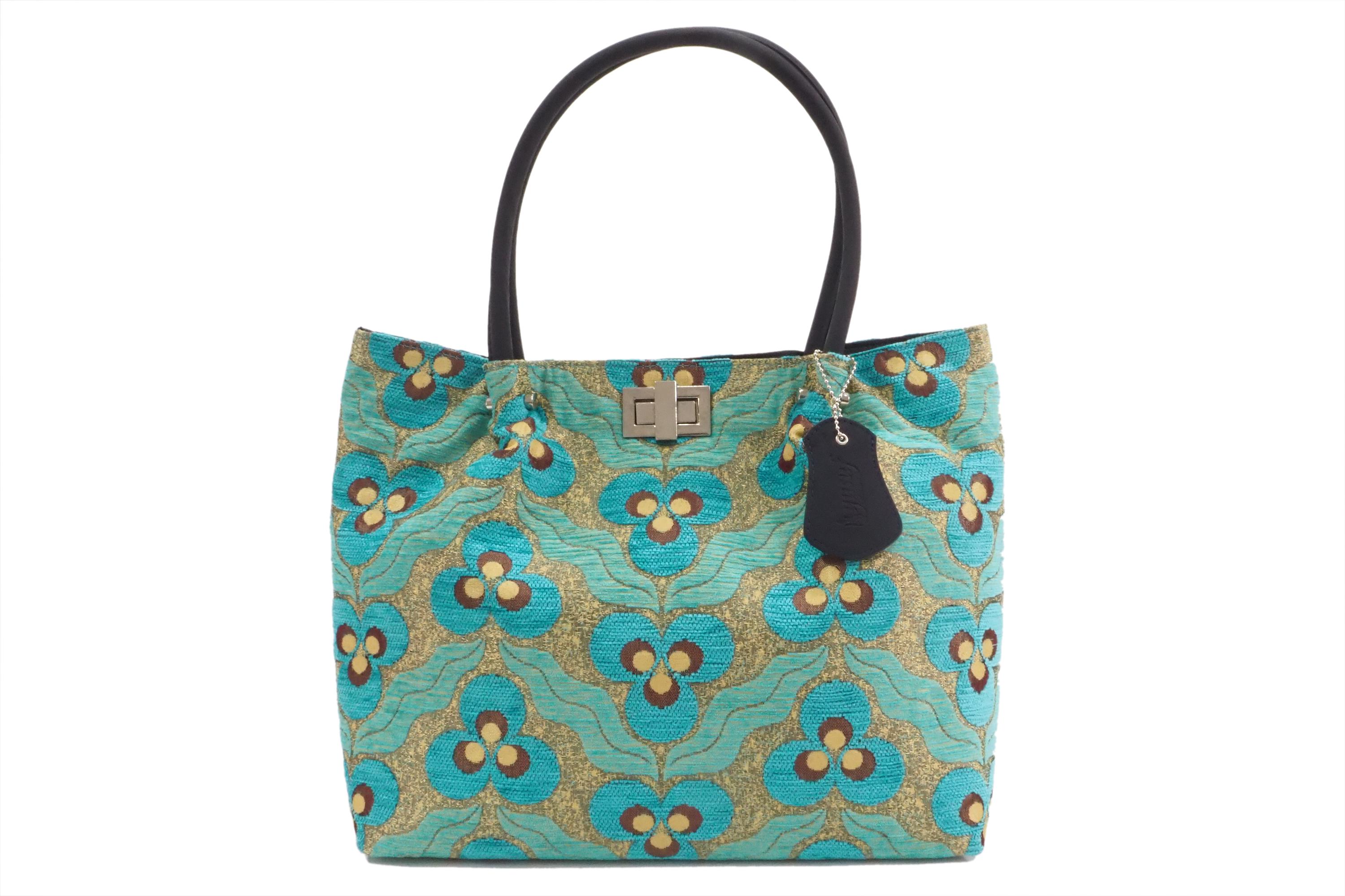 Woman Hand Bag, Turquoise Blue Tiger Eyes Pattern Turkish Woman Hand Bag, Turquoise Blue Tiger Eyes Pattern Turkish