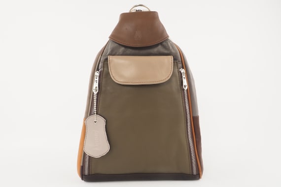 Turkish Lamb Leather Backpack: 3-way Patchwork Bag - Etsy display picture 1