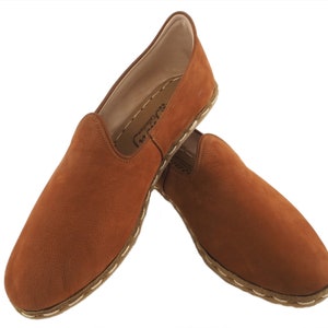 Leather Mens Shoe, Dark Brown Nubuck Men&#39;s Shoe, Turkish Handmade Men&#39;s Shoes, Men&#39;s Leather Loafer Shoes, Flat Summer Shoes,Mens Slip Ons