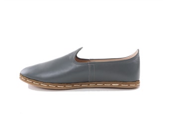 Handmade Turkish Leather Loafers for Women Antique Green Slip-On Shoes Elegant Comfortable Shoes | MarianoTopo