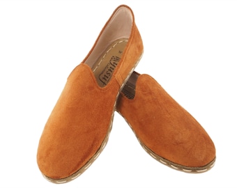 Men’s Ligth Brown Suede Leather Loafers Handmade, Slip On Barefoot Shoes, Zero Drop Comfort, Casual Elegant Footwear for Men | TabaBZN