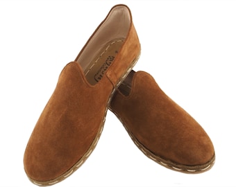 Men’s Brown Suede Leather Loafers Handmade, Slip On Barefoot Shoes, Zero Drop Comfort, Casual Elegant Footwear for Men | TorinoTaba