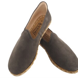 Leather Mens Shoe,Gray Nubuck Men&#39;s Shoe, Turkish Handmade Men&#39;s Shoes, Men&#39;s Leather Loafer Shoes, Flat Summer Shoes,Mens Slip Ons