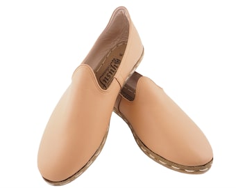Handmade Turkish Leather Loafers for Men Ligth Ocher Slip-On Shoes Elegant Style Comfortable Casual Dress Shoes | CantonPropolis