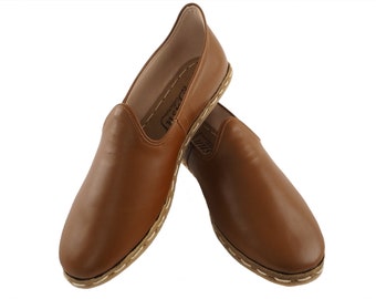 Handmade Turkish Leather Loafers for Men Dark Brown Slip-On Shoes Elegant Style Comfortable Casual Dress Shoes Everyday Wear | NepaTabaSaden