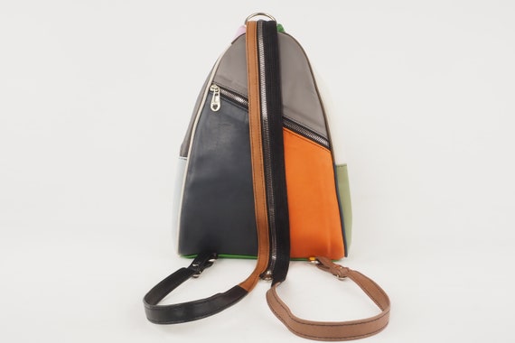 Turkish Lamb Leather Backpack: 3-way Patchwork Design - Etsy display picture 1